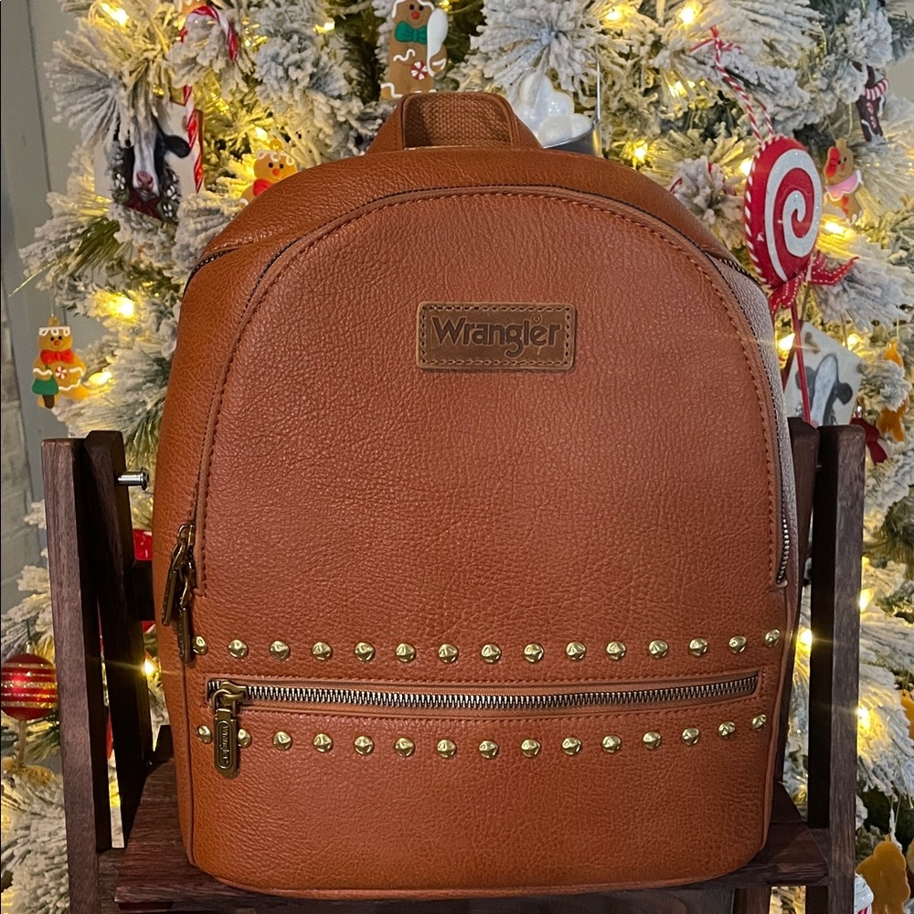 Wrangler Brown Backpack with Gold Studs